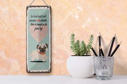 Blechschild Spruch 27x10 cm Hund weiß nicht wie man Liebe schreibt Deko Schild