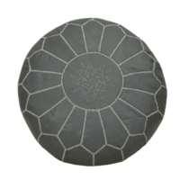 Moroccan gray leather pouf