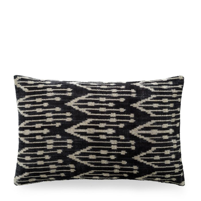 ikat Kussen fluweel zwart wit
