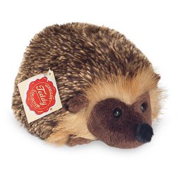 A soft, plush hedgehog toy measuring 15 cm in size. The hedgehog has a brown, furry exterior and a cute, friendly expression.