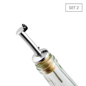 Flessenschenker roestvrij staal / kurk - set 2