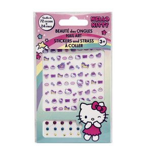 HELLO KITTY nail stickers and rhinestones