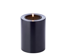 Set of 3 permanent candles Cornelius (Ø 6cm, heights 6/8/10 cm) black, tealight holder heat-resistant 90°