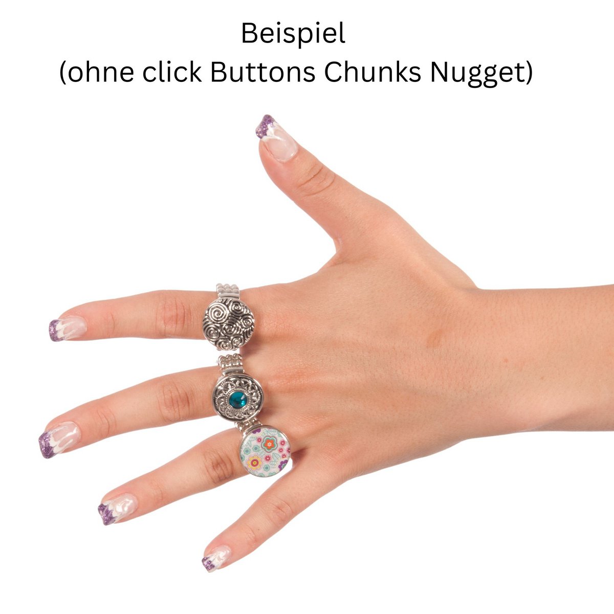 verklaren bewijs hoogte Set van 4 ringen voor chunky click-button sieraden Inkopen via de online  groothandel | Orderchamp