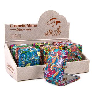 Kosmetikspiegel eckig im Boho-Stil 2 - 12er-Set - 7,5 x 7,5 x 1cm