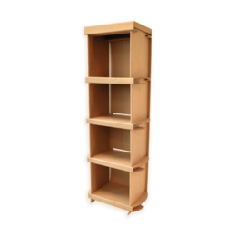 Tall, rectangular cardboard bookcase with 5 open shelves for storage and display.