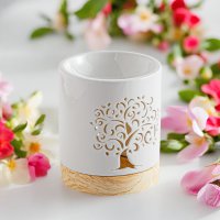 Parfümbrenner Serie Céramy – Lebensbaum – Kerzenhalter aus lackierter Keramik – Diffusion von Duftwachs, ätherischen Ölen – dekorative Geschenkidee