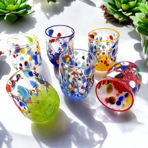 Tintoretto -Brille in Murano Glass, hergestellt auf der Insel Murano, blasen und handgefertigt von Masters Vetrai - Special Edition - 380 ml.