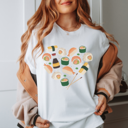 T-shirt Sushi Heart - Camicia Nigiri in COTONE ORGANICO Vegan