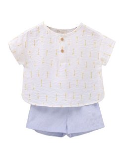 Baby boys' set with printed shirt and striped shorts F124-21212024