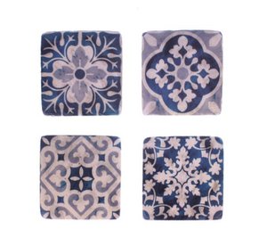 Onderzetters blauw wit, set van 4