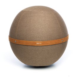 Beige office chair with a round, dome-shaped design and a leather accent band. Available in regular and XL sizes.
