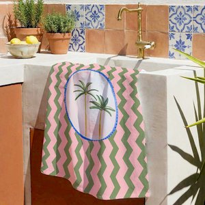 Theedoek met palmboompatroon