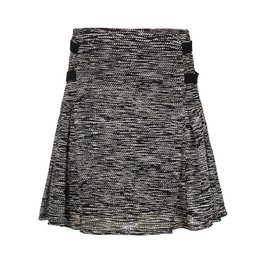 Black and white knit skater skirt, textured knit fabric, flared A-line silhouette, casual style