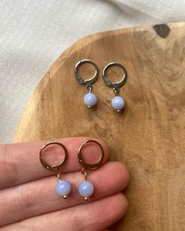 Natural Stone Earrings Stainless Steel gold/silver 'Agate'