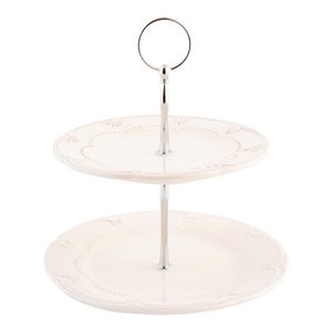 Etagère 2 Lugs 23 cm Beige Keramik Roosjes Kuchenplateau