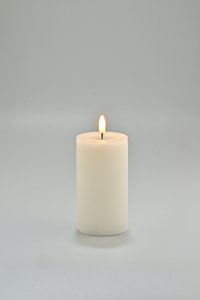 LED-Kerze weiß mit Timer und Wachsspiegel 