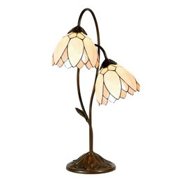 Beige and brown table lamp with a floral design, measuring 35x33x61 cm and using E14/max 2x25W bulbs.