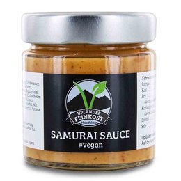 Samurai Sauce, a hot sauce made with a blend of spices and ingredients, perfect for adding a flavorful kick to your meals.