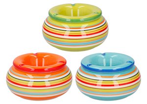 Ashtray made of ceramic 3 compartments, colorful (W/H/D) 13x7x13cm