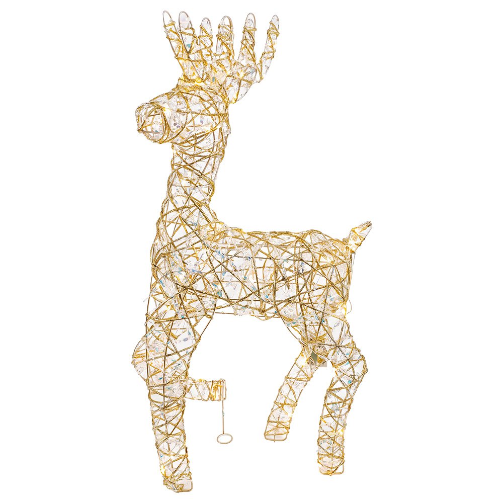 Kerstdecoratie met LED-verlichting Hert 38x15x76 cm / 3xAA Goudkleurig Metaal
