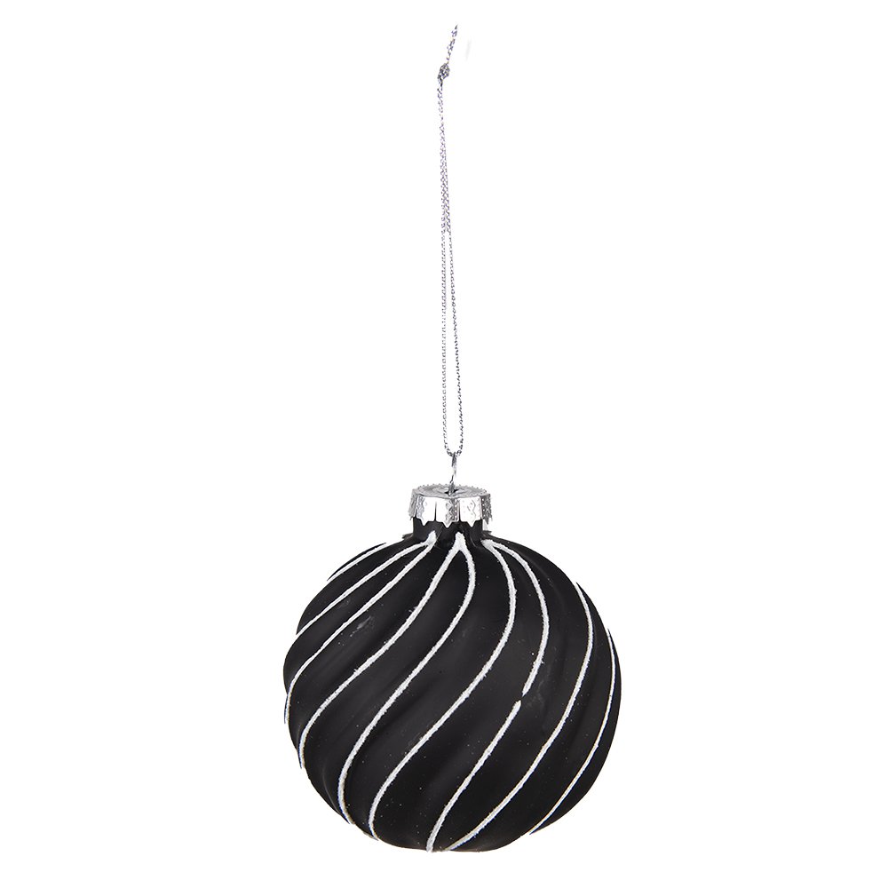 Kerstbal Set van 4 Ø 8 cm Zwart Grijs Glas Kerstdecoratie