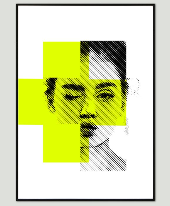 Mixed Media - Biting Lip in Neon 3