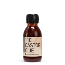 Organic and cold-pressed castor oil in glass bottles and jerrycans ranging from 100 ml to 10,000 ml.