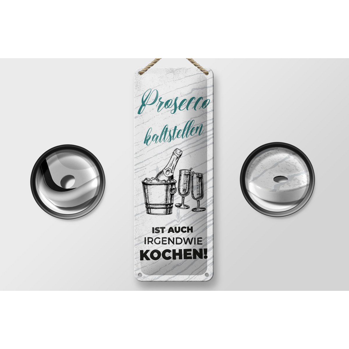 Blechschild Spruch 27x10 cm Prosecco kalt stellen ist auch Kochen Deko Schild