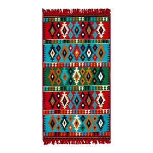 Carpet with kilim motifs - colorful - 150x80x1cm