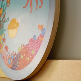 Wandcirkel hout Oceaan III
