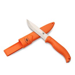 Stag-handled pocket knife with 440C steel blade, suitable for kitchen use.