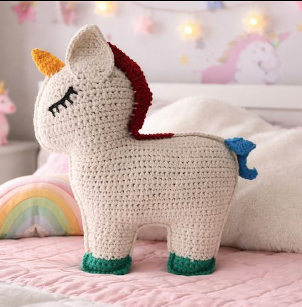 Luna-Leena Einhorn-Kuschelregenbogen – Bio-Baumwolle – 0+ – handgehäkelt in Nepal