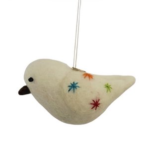 Luna-Leena bird hanging - multicolored - wool felt - handmade in Nepal