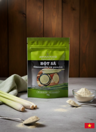 "Lemongrass powder 40g sachet, yellow-green spice, aromatic culinary ingredient, Asian cooking"