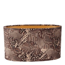  Oval lampshade, 30 cm in diameter, made of a brown patterned material with a textured, lace-like design.