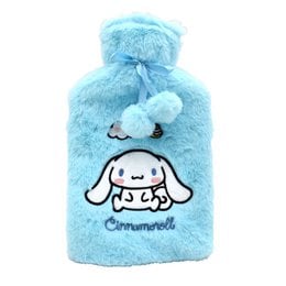 Soft, plush hot water bottle with a cute Cinnamoroll character design. Ideal for providing warmth and comfort during the cold winter months. Made of rubber and featuring a cozy cover.