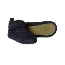 Dark blue suede classic baby boots with a cozy, textured design.