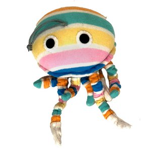 Babyrassel Sockenqualle streifen weiß/pastellfarben