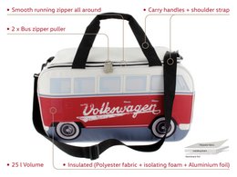 Volkswagen VW T1 Bus køletaske (25 l) - Rød