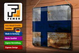 Tin Sign Flag Finland 40x30cm Flag of Finland Rust