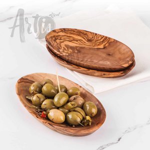 Set of 3 Olive Wood Serving Trays – Handmade