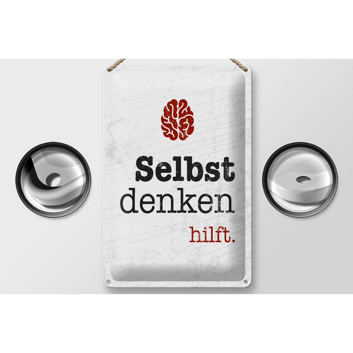 Blechschild Spruch 20x30 cm Selbst denken hilft Gehirn Deko Schild