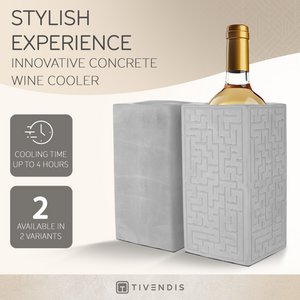 Weinkühler VINOVELI Petit aus Beton - möbelschonend | Sektkühler | Flaschenkühler | Champagnerkühler | Cold Drinks für Stunden