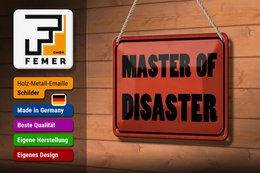 Tin sign saying 18x12cm Master of Disaster gift decoration