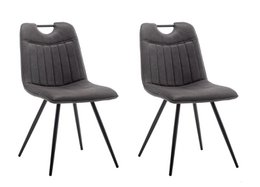 Set of 2 dining room chairs in anthracite microfibre with a sleek, modern design and sturdy metal legs.