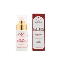  Ruby face moisturizer, a cream-based product with a red and gold packaging, designed to hydrate and nourish the skin.
