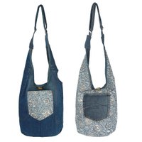 Sunsa duurzame jeanstas. 2-zijdige draagbare schoudertas. Hobo-tas. Boho-crossbodytas