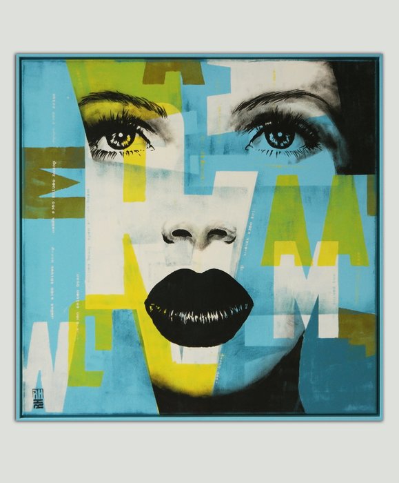 Mixed Media met Lijst - Vintage Blue