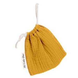 Pacifier bag made of organic BIO cotton muslin pacifier bag Mustard
